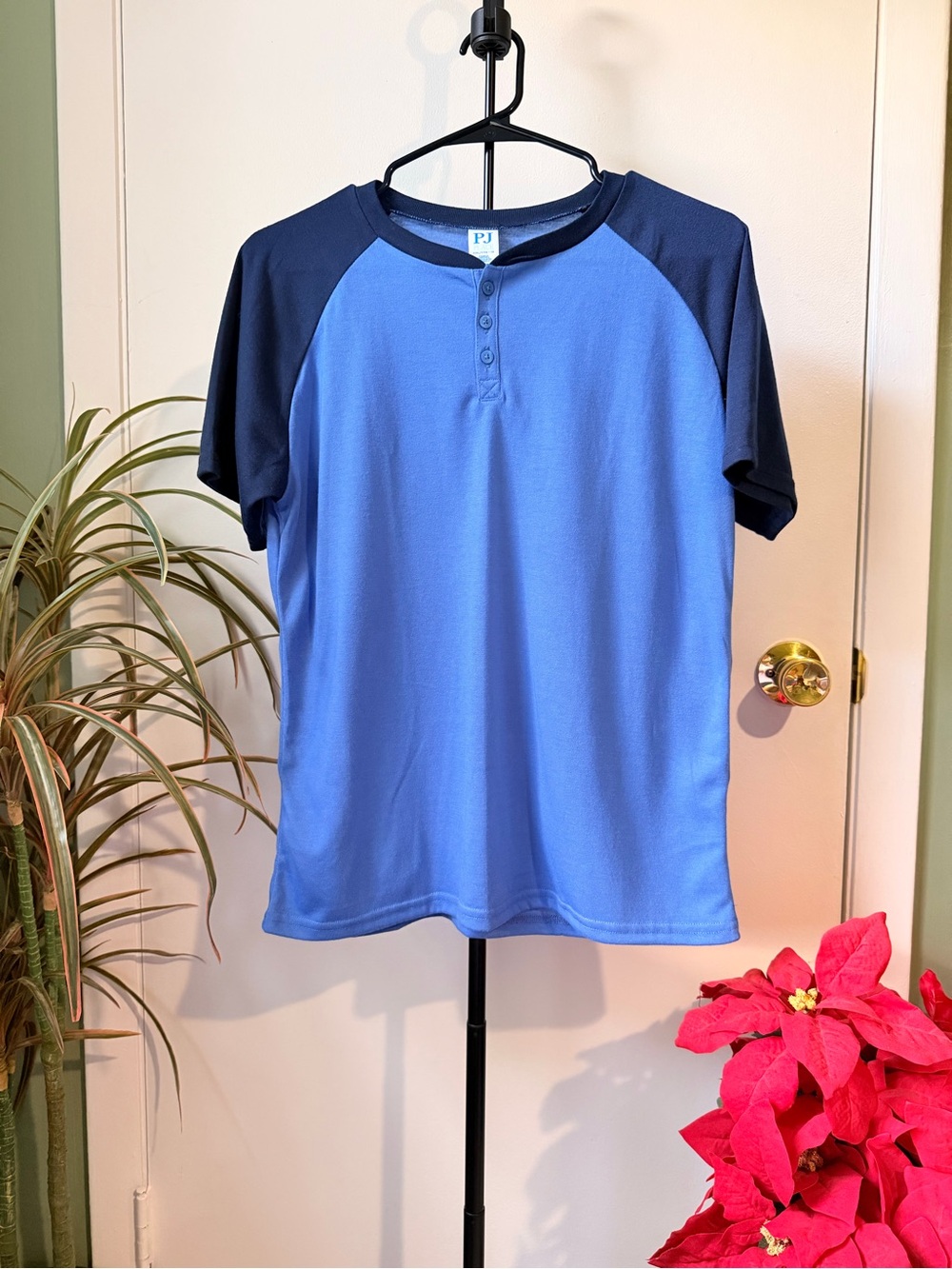 PJ Place Blue Raglan Henley Pajama Top XXL Size 16